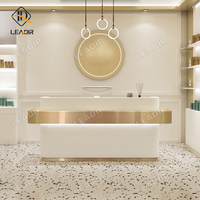 Meubles de bureau personnalisés avec logo, tables de bureau, caisse enregistreuse, comptoir de réception en bois, comptoir de réception de salon de beauté