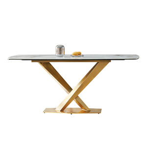 Set Tavolo da Pranzo Rettangolare di Lusso Moderno in Marmo Naturale e Tavolo da Cucina in Marmo per Famiglia e Bar per la Cena Mobili per la Casa - Product Image 5