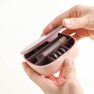 Portable <b>Mini</b> Plastic Travel Jewelry <b>Box</b> Mirror Flip-Top Modern Round Solid Color Ring Necklace Jewelry Organizer <b>Storage</b> <b>Box</b> - Product Image 4