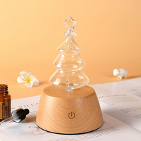 Diffuseur de parfum d'aromathérapie à atomisation biphasique, en bois et verre, avec brume froide pour huiles essentielles, design sapin de Noël