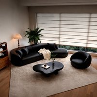 Canapé une place noir style rétro avec rembourrage en éponge, design incurvé pour petit appartement, bureau, réception et espace de réunion