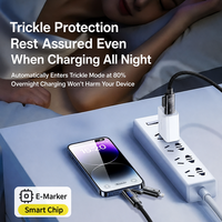 Câble de charge super rapide 4-en-1 tressé bleu foncé 1,5 m 240 W avec affichage numérique multi-ports pour transfert de données iPhone Android Type-C