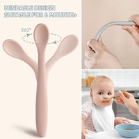 Sendok Silikon Bayi Desain Baru Sendok Makan Silikon Warna Sesuai Pesanan Sendok Latihan Bayi Silikon