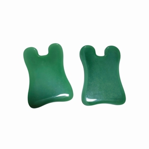 Custom Logo Green Glass Guasha Board Ergonomic Handle Design for Easy Grip - Product Image 2