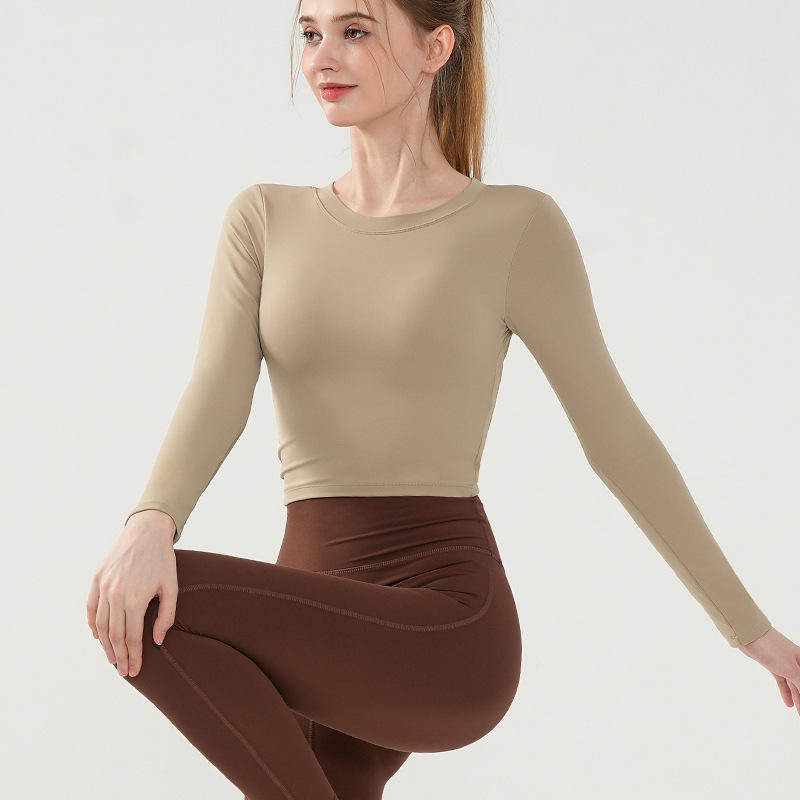 Wholesale Custom Logo Women Sport Long Sleeve Loose Yoga Top Fitness Top