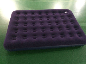 Materasso Gonfiabile Rialzato Blu Navy Floccato, Letto ad Aria Gonfiabile Singolo, Matrimoniale, Queen Size - Product Image 5