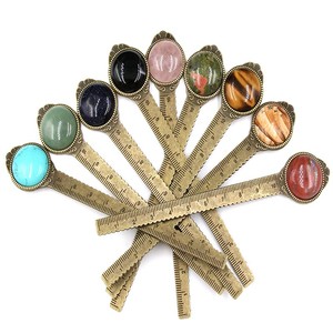 Natural Crystal Semi-gemstone Ruler <b>Bookmark</b> Alloy Inlaid Gemstone <b>Bookmark</b> Stationery Diy Time Gemstone Crystal <b>Bookmark</b> - Product Image 5