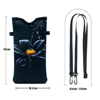 Portefeuille et sangle de téléphone en néoprène imperméable à motif dessin animé pour sacs de téléphones portables multi-marques