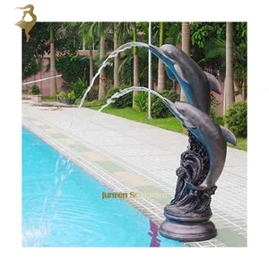 Gran piscina latón bronce delfín jardín estatuas fuente de agua escultura para la venta