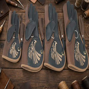 Gant en cuir fauconnerie à deux couches avec piège à animaux pour la chasse et l'entraînement - Product Image 3