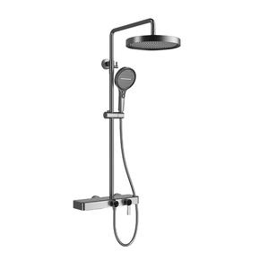 Robinet de douche mural réglable Vimijia, exclusivité transfrontalière, tout en cuivre, avec jet supérieur, trois niveaux chaud/froid, gris ABS - Product Image 1