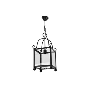 Black wrought iron <b>lantern</b> 1xe27, dimensions 20x20 cm, ideal for <b>lighting</b> and decorating <b>indoor</b> or outdoor spaces. - Product Image 1