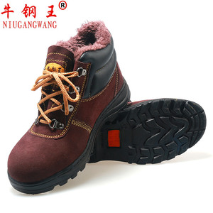 รองเท้าเซฟตี้บุรุษ หัวเหล็ก ป้องกันการกระแทก ป้องกันการเจาะทะลุ บุผ้าฝ้ายสีน้ำตาล แบบหุ้มข้อสูง - Product Image 3