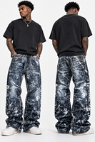 Jeans personnalisés DiZNEW pour hommes, denim vintage effet craquelé, coupe droite, pour marques de créateurs, boutiques, OEM
