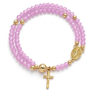 Bracelets de prière magnétiques à la mode avec médailles, croix, cadeaux de communion, bracelet de prière convertible personnalisé en perles de cristal - Product Image 1