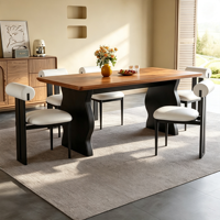 Table et chaises de salle à manger rectangulaires en bois massif simples, adaptées aux salles à manger domestiques, aux hôtels et aux appartements