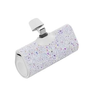 Batería Externa Mini de 5000mAh, con Incrustaciones de Diamantes de Resina, Carga Rápida de 12W, Portátil, Brillante y Moderna, de Alta Calidad - Product Image 3