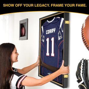 Cadre <span class=keywords><strong>de</strong></span> présentation et <span class=keywords><strong>de</strong></span> rangement noir en jersey fait main, à ouverture rabattable, pour football, basketball et photos, pour l'exportation, vente en gros - Product Image 6