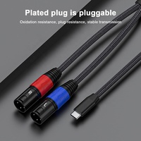USB Tipe C Coaxial Dual XLR Male Y-Splitter Adaptor Audio Profesional Mikrofon Studio Rekaman Panggung Sistem Suara Instrumen Langsung