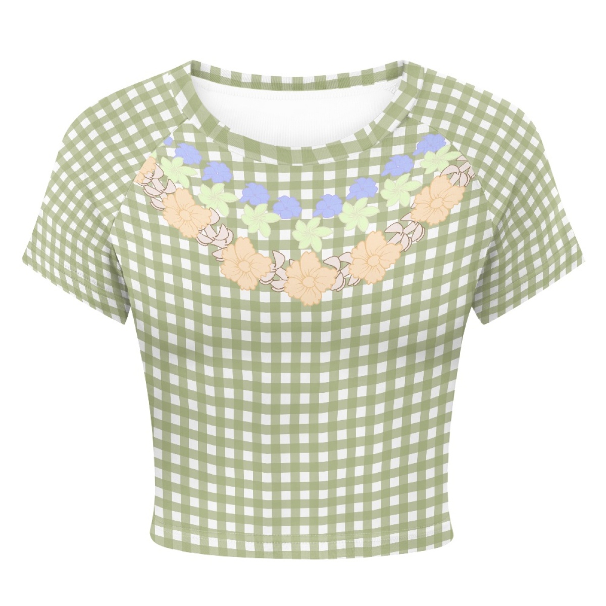 2025 New Product Womens Summer T Shirt Casual Tight Cropped T-Shirt Palaka Puakenikeni Lei Custom Print Aloha Tshirt for Women