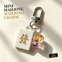 Porte-clés Mahjong style chinois porte-bonheur, breloque dés, souvenir de voyage et cadeau d'anniversaire pour ami