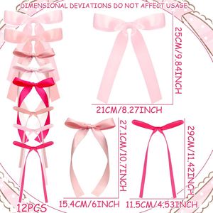 Birthday Bridal Bachelorette Baby Shower Coquette Decor Bow Banner Garland <b>Pink</b> <b>Ribbon</b> Wall Bows - Product Image 3