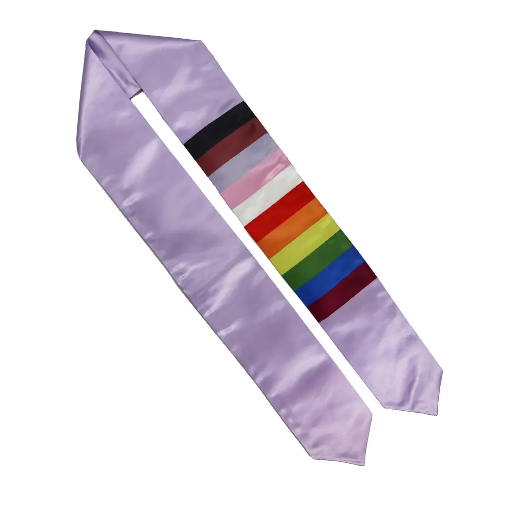 100% Satin Polyester Progress Rainbow Internat ionale Studie im Ausland Adult Graduation Scarf Sash