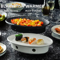 Ensemble chauffe-plats en céramique personnalisé avec logo, ovale, pour sushis, salades, fruits de mer, plateau de service écologique pour dîner, idéal pour fêtes, restaurants et maison
