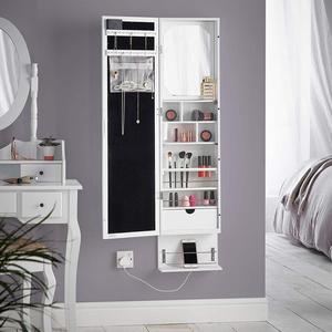 Full <strong>Mirror</strong> Hanging the Wall Storage Lockable White <strong>Jewellery</strong> <strong>Cabinet</strong> for Home - Product Image 4