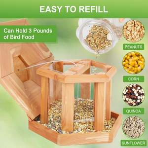 سعة كبيرة أرز أحمر على شكل مسدس تغذية الطيور مقاومة للماء خشبي بيت الطيور الكرادلة حديقة منزل الحيوانات الأليفة الأثاث - Product Image 4