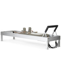 Reformer de Pilates Clásico Comercial Plegable de Lujo, Reformer de Pilates Clásico de Aluminio con Correas de Cuero