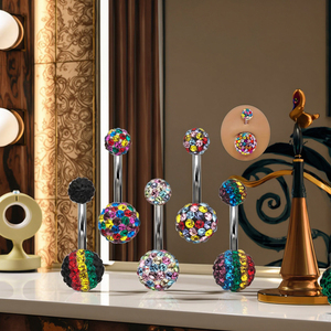 Multi sfera di cristallo <span class=keywords><strong>ombelico</strong></span> anelli di vendita calda <span class=keywords><strong>Piercing</strong></span> all'<span class=keywords><strong>ombelico</strong></span> <span class=keywords><strong>In</strong></span> Stock di moda gioielli per il corpo - Product Image 2