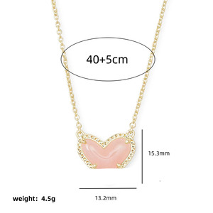 Collana alla <span class=keywords><strong>Moda</strong></span> KS New Love in Acciaio Inossidabile Placcato Oro 18K per Donne, Catena <span class=keywords><strong>con</strong></span> Ciondolo a Cuore in Pietra Naturale - Product Image 6
