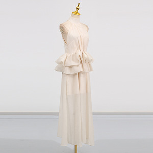 Vestido de Novia Elegante para Mujer, Serie de Vestidos de Alta Gama, Nuevo Modelo con Cuello Alto, Sin Mangas, Cintura con Volantes, Bdbh - Product Image 4