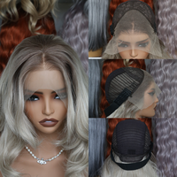 Perruque synthétique HD 13x4 Lace Front sans colle en fibre Futura Premium, Ombré Blonde, Ondulée, Résistante à la chaleur, Effet réaliste, Vente en gros