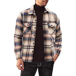 2025 hommes flanelle chemises Shackets décontracté boutonné Plaid hiver coton veste avec poches léger - Product Image 6