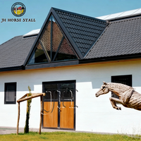 Porte de grange en bois durable JH pour écurie de chevaux, design équestre classique, cadre en métal galvanisé et bambou, longue durée de vie