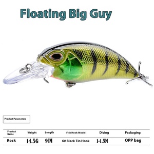 En gros 14.5g/9cm 6 # Crochets Plongée Profonde Crankbaits Basse Dur <span class=keywords><strong>Leurre</strong></span> De Pêche Flottant Pêche Manivelle Minnow Appât <span class=keywords><strong>Leurre</strong></span> - Product Image 2