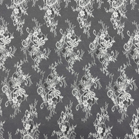 GCWH019902-07 Tissu en Tulle Brodé Floral Perlé Blanc 150CM, Coupe de 3 Mètres pour Robes de Mariée