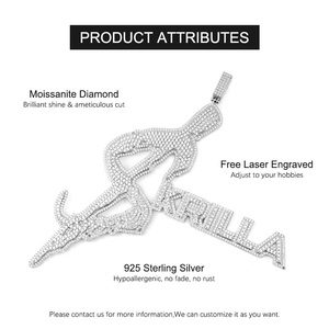 จี้เพชรโมอิสซาไนต์แบบสั่งทำพิเศษ ชื่อ Goldleaf ประดับเพชรโมอิสซาไนต์ VVS  จี้ตัวอักษรเงินแท้ 925 ชุบทอง เครื่องประดับฮิปฮอป - Product Image 6