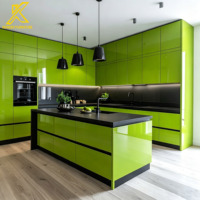 Service personnalisé haut de gamme tout-en-un pour toute la maison, armoires de cuisine en bois MDF, laque jaune brillante, armoires de cuisine complètes