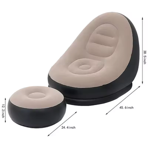 Fauteuil gonflable en peluche combiné, confortable et pliable, avec repose-pieds, pour les loisirs en extérieur, canapé paresseux - Product Image 6