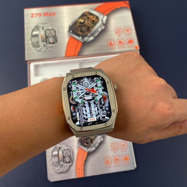 Popular Z79 MAX Smart Watch With Steel Rubber Two Straps IP67 Waterproof Square Shape Z Series Z79max Smartwatch
