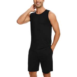 Ensemble de pyjama confortable pour homme en coton tricoté 100% et viscose de bambou, débardeur et short, 2 pièces, vêtements de détente - Product Image 2