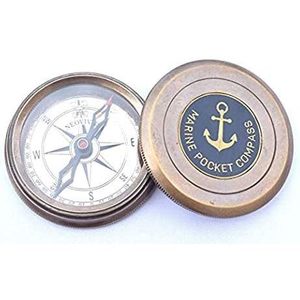 Boussole de poche marine en laiton, guide de randonnée portable avec boîte - Product Image 6