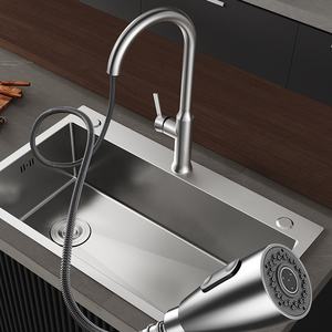 Évier de cuisine à usage domestique, à encastrer sous plan, grand bac unique, en acier inoxydable 304 épaissi - Product Image 3