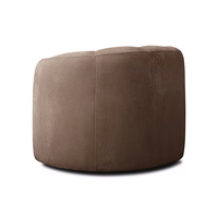 Fauteuil confortable à dossier tonneau pour salon, avec coussin en éponge moelleuse et revêtement en cuir, structure en bois, idéal pour appartement