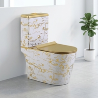Nouvelle Conception Cuvette de WC en Céramique Dorée Monobloc Sanitaire à Chasse d'Eau Silencieuse Tornado