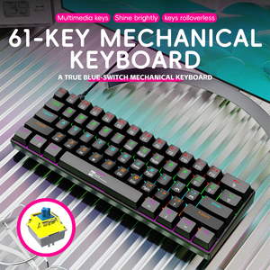 Trung Quốc bán buôn Chất lượng cao cấu hình thấp màu nâu chuyển đổi màu xanh 61 phím cơ khí bàn phím với RGB - Product Image 2