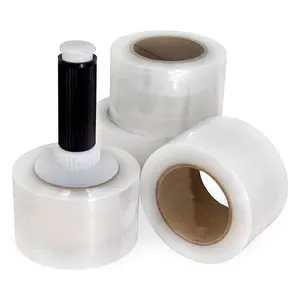 Strech wrap mão uso mini filme stretch com alça plástico palete filme stretch wrap